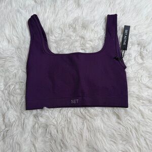 NWT SET Active XL Dark Purple Sports Bra Workout Pilates